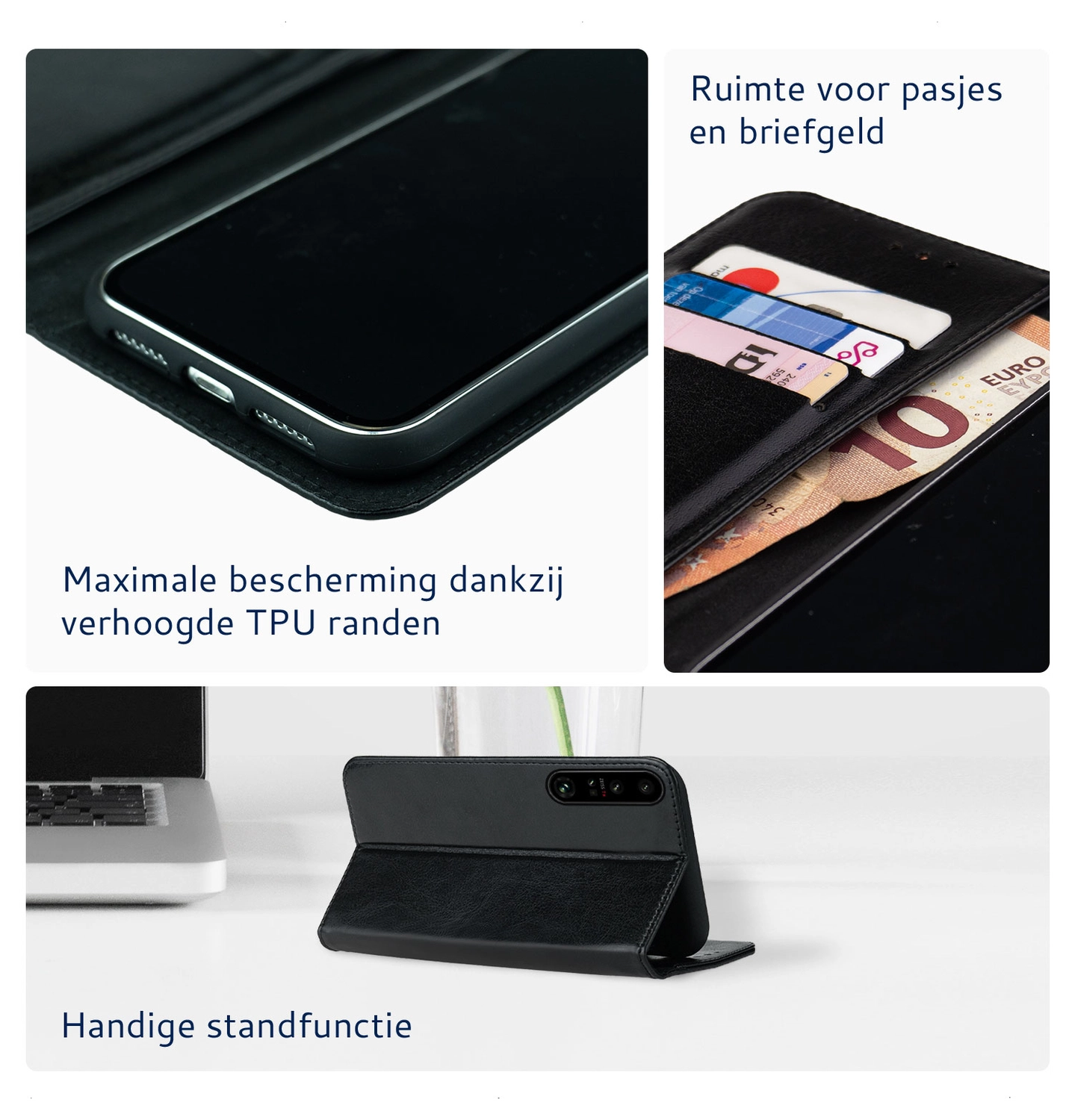 Rosso Element Sony Xperia 1 VII Hoesje Book Case Wallet Zwart afbeelding 3