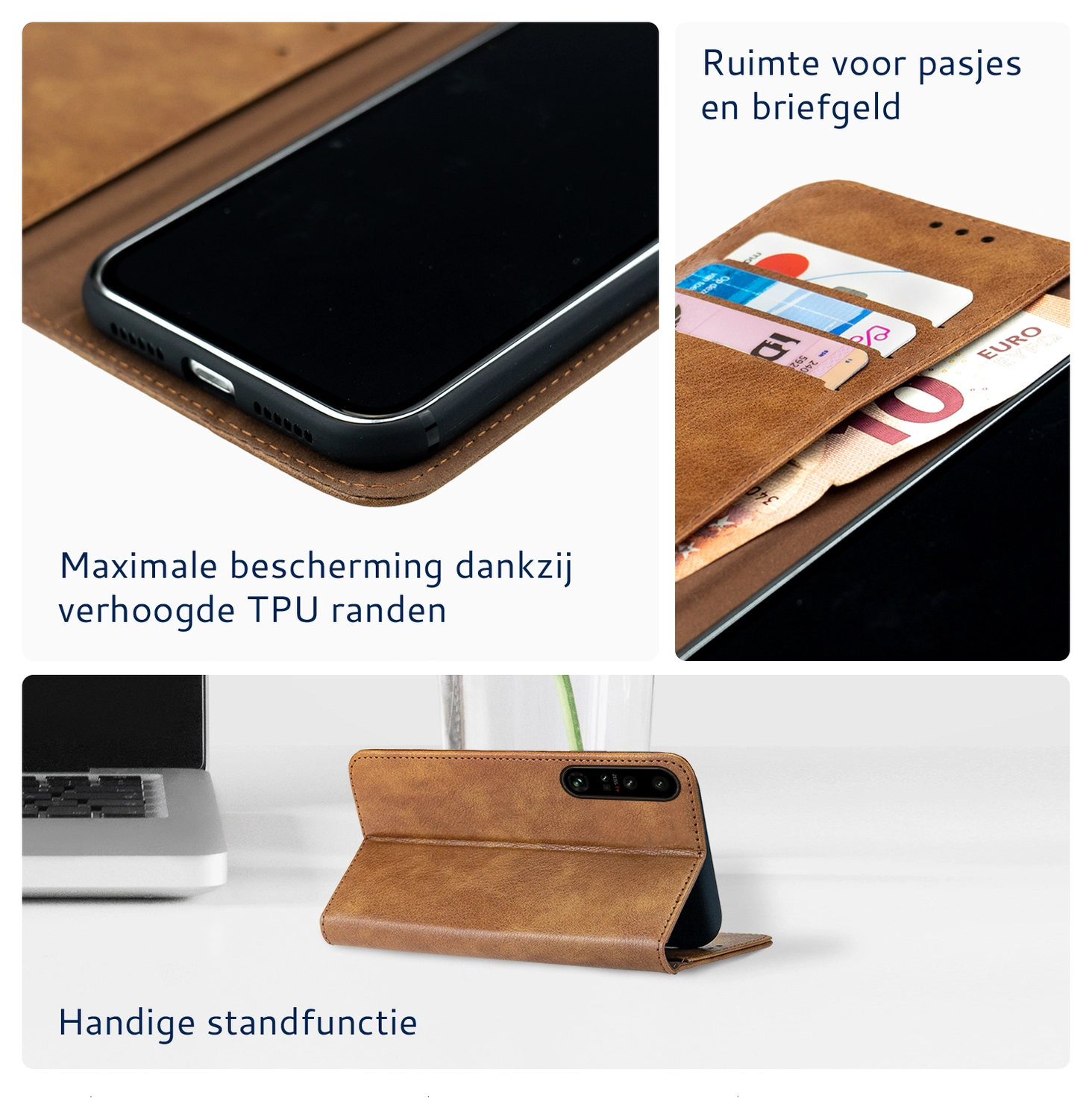 Rosso Element Sony Xperia 1 VII Hoesje Book Case Wallet Bruin afbeelding 3