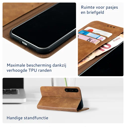 Rosso Element Sony Xperia 1 VII Hoesje Book Case Wallet Bruin afbeelding 3