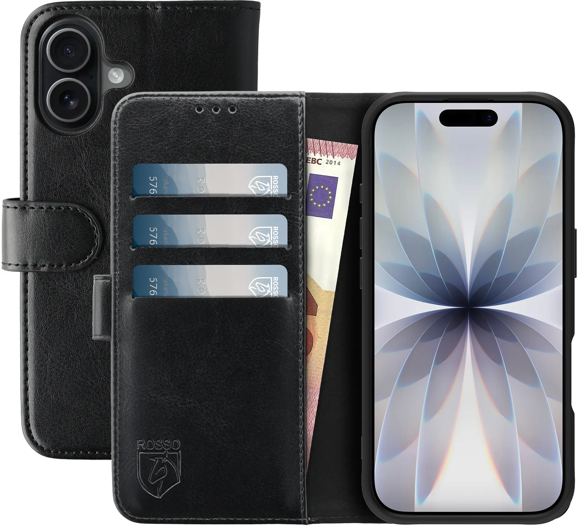 Rosso Element Apple iPhone 17 Hoesje Book Case Wallet Zwart afbeelding 1