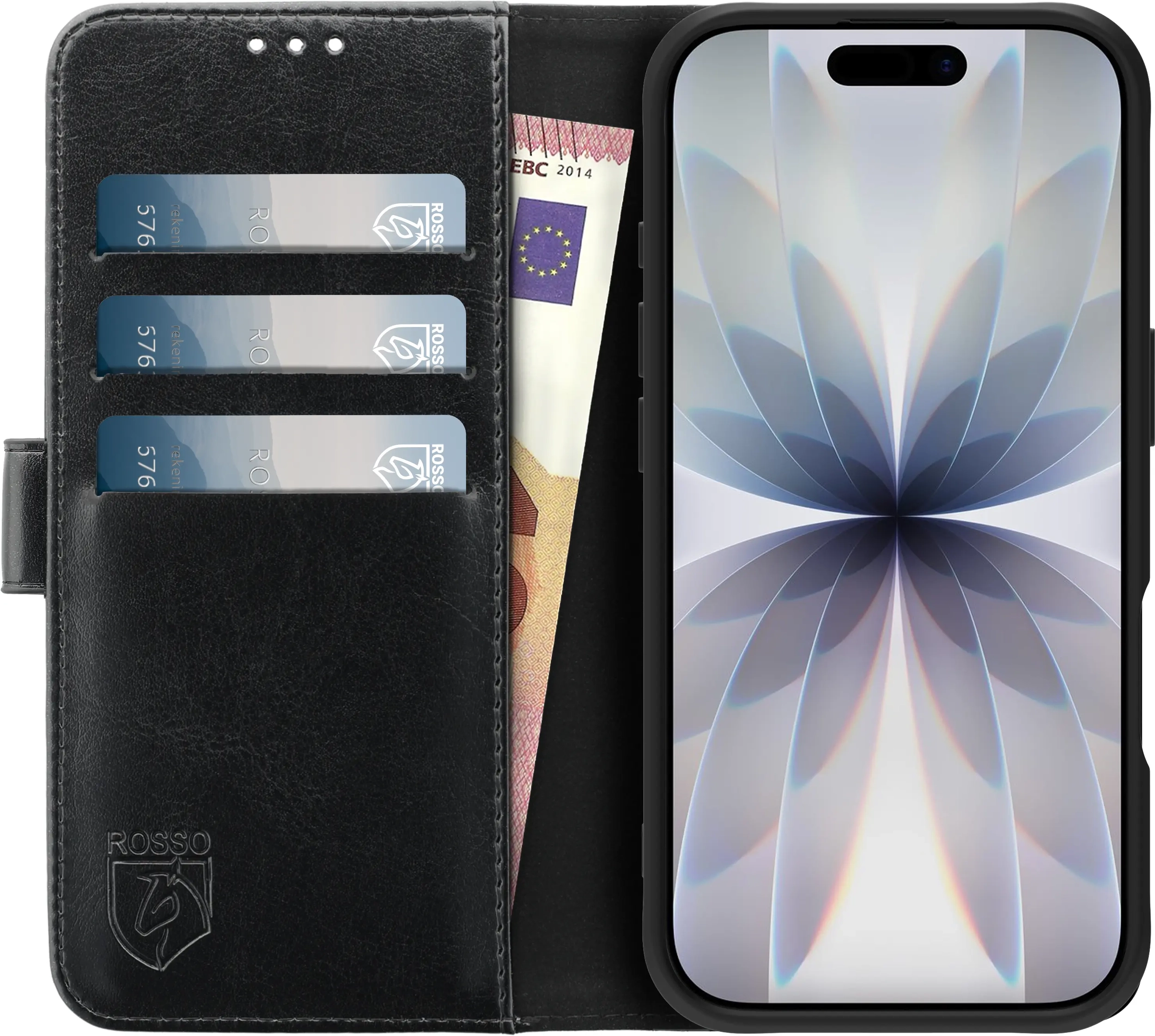 Rosso Element Apple iPhone 17 Hoesje Book Case Wallet Zwart afbeelding 14
