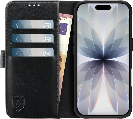 Rosso Element Apple iPhone 17 Hoesje Book Case Wallet Zwart afbeelding 14