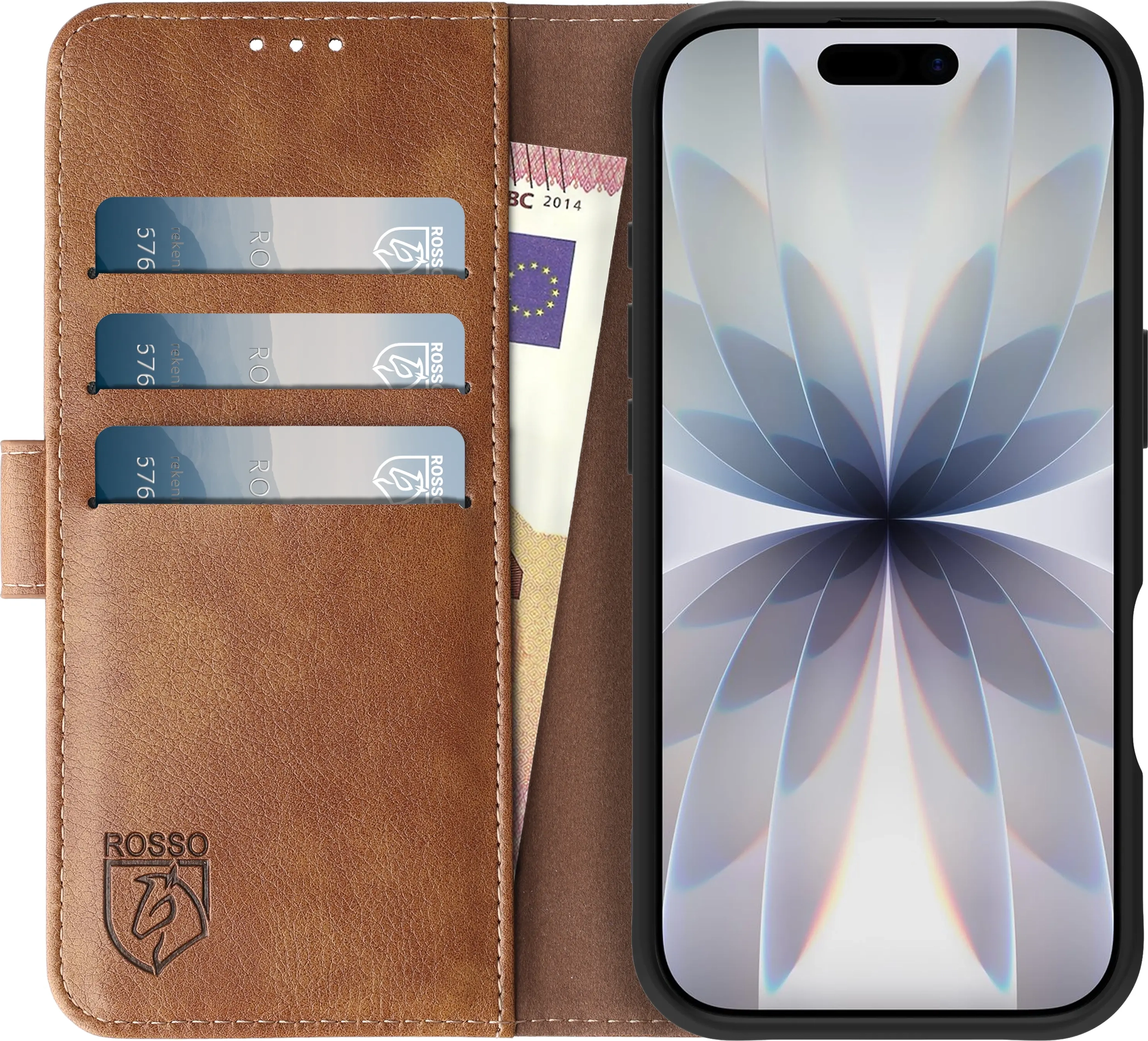 Rosso Element Apple iPhone 17 Hoesje Book Case Wallet Bruin afbeelding 11