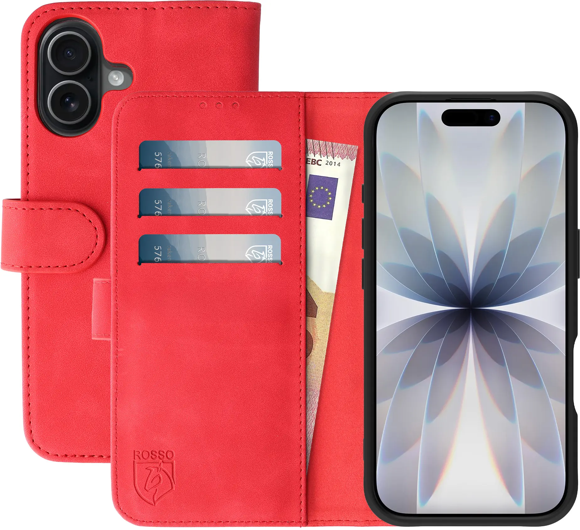 Rosso Element Apple iPhone 17 Hoesje Book Case Wallet Rood afbeelding 1