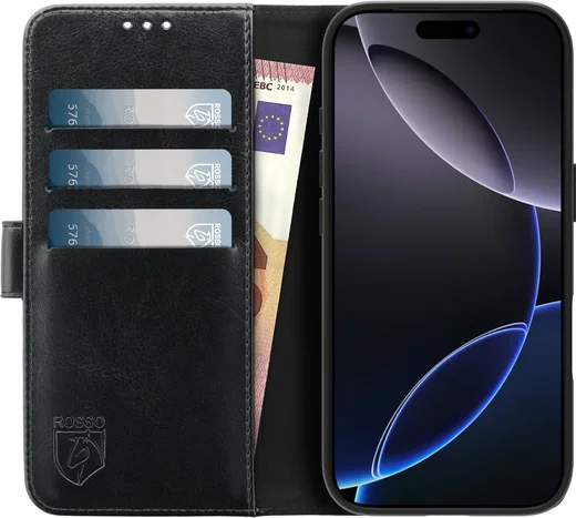 Rosso Element Apple iPhone 17 Pro Hoesje Book Case Wallet Zwart afbeelding 14