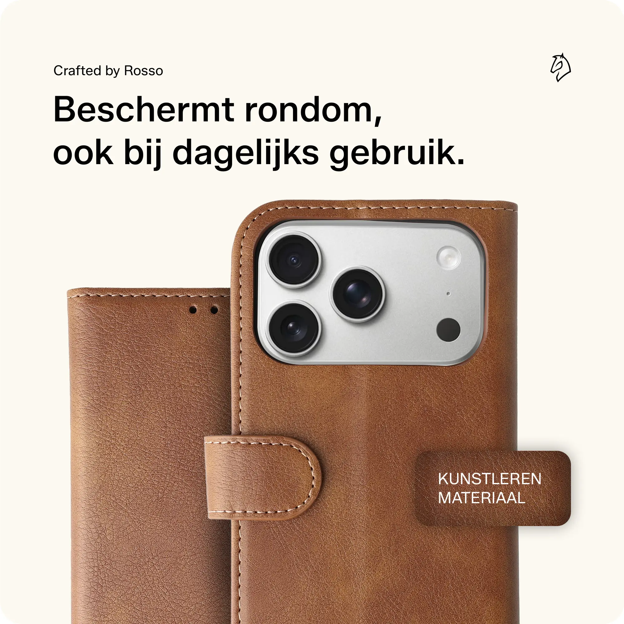 Rosso Element Apple iPhone 17 Pro Hoesje Book Case Wallet Bruin afbeelding 4