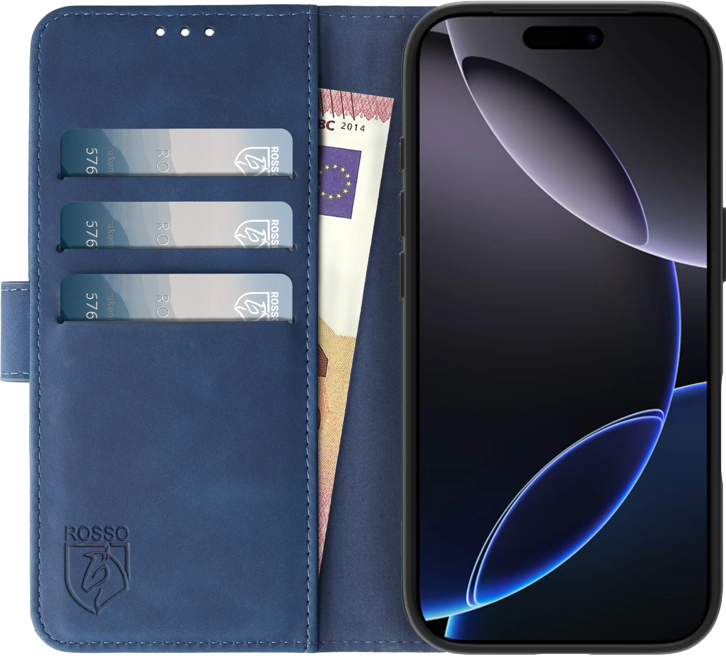 Rosso Element Apple iPhone 17 Pro Hoesje Book Case Wallet Blauw afbeelding 12