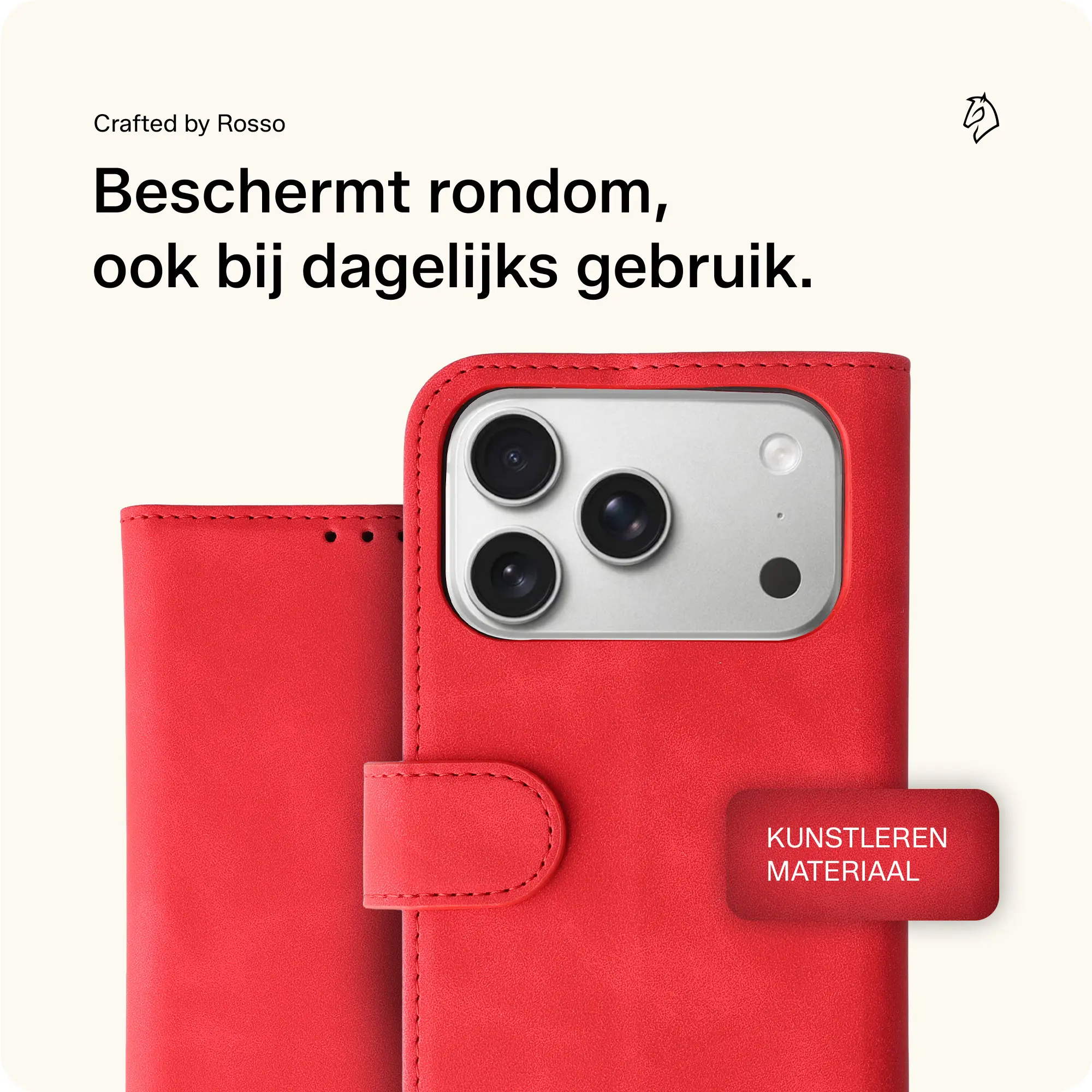 Rosso Element Apple iPhone 17 Pro Hoesje Book Case Wallet Rood afbeelding 4