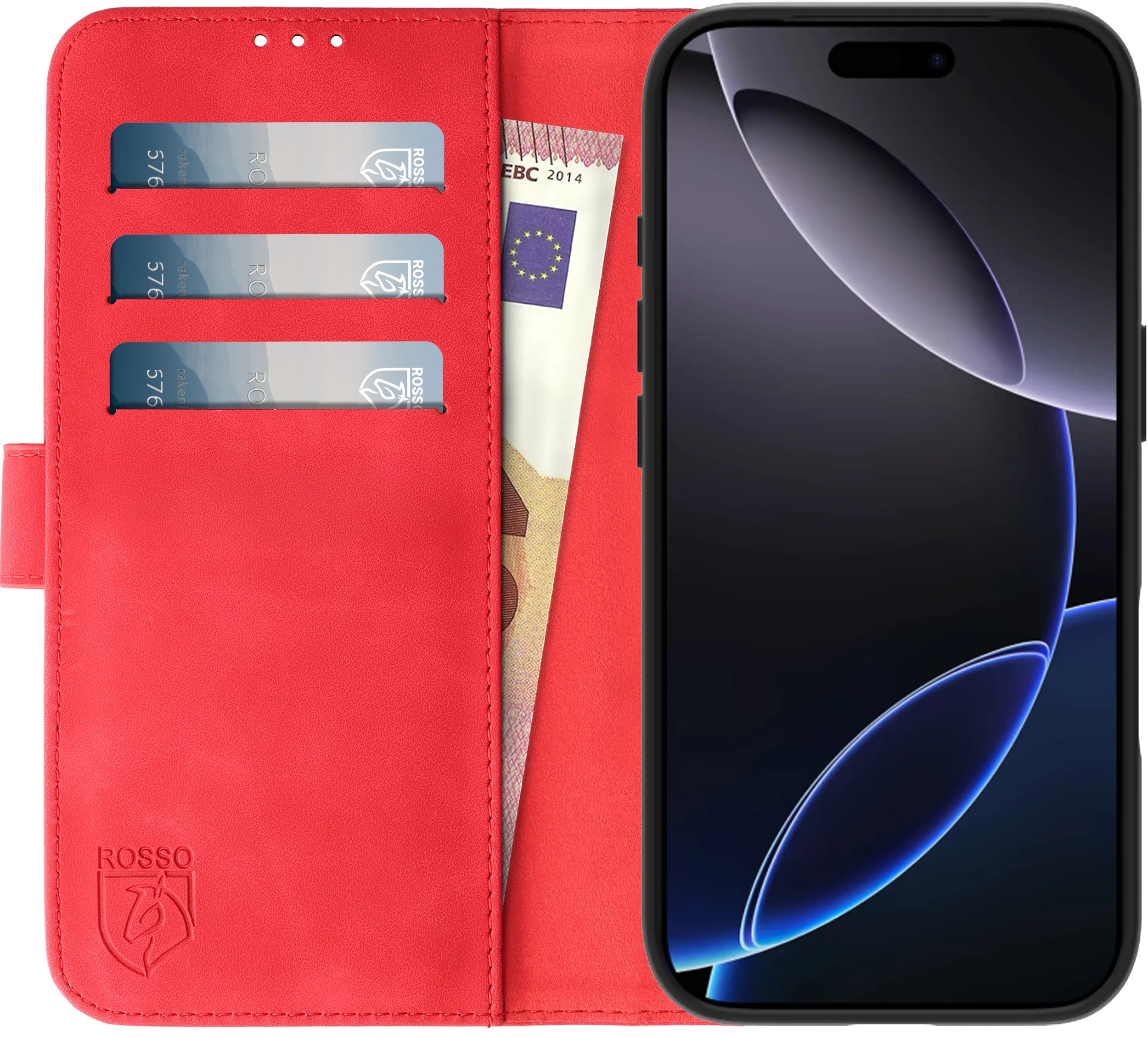 Rosso Element Apple iPhone 17 Pro Hoesje Book Case Wallet Rood afbeelding 12