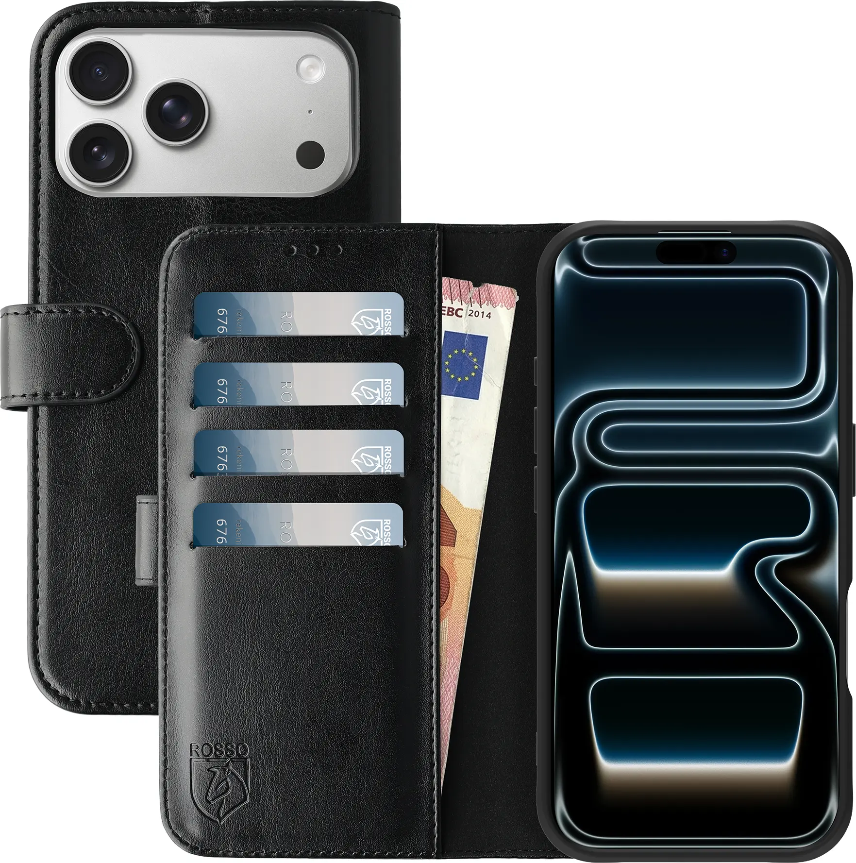 Rosso Element Apple iPhone 17 Pro Max Hoesje Book Case Wallet Zwart afbeelding 1