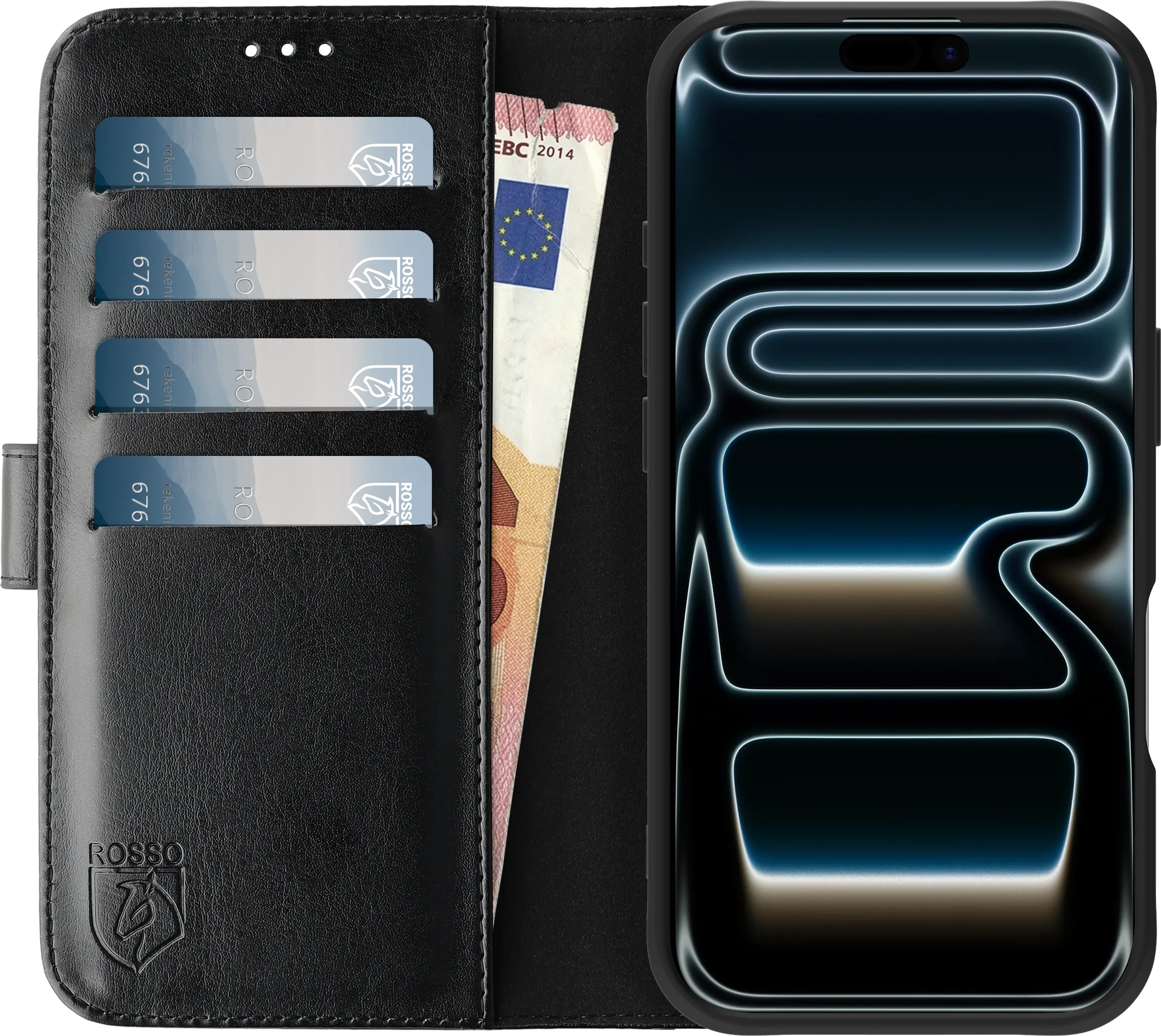 Rosso Element Apple iPhone 17 Pro Max Hoesje Book Case Wallet Zwart afbeelding 13