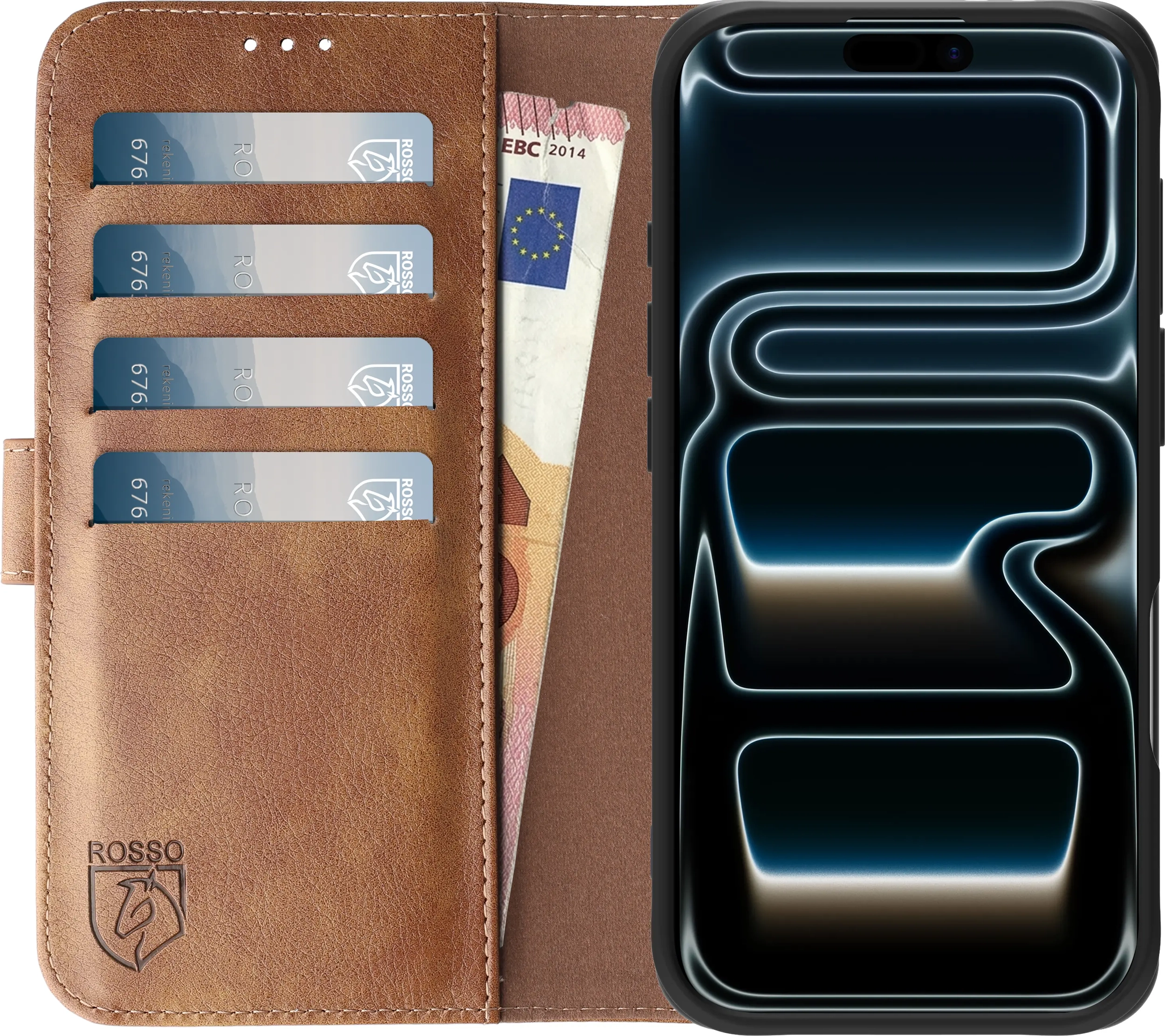 Rosso Element Apple iPhone 17 Pro Max Hoesje Book Case Wallet Bruin afbeelding 13