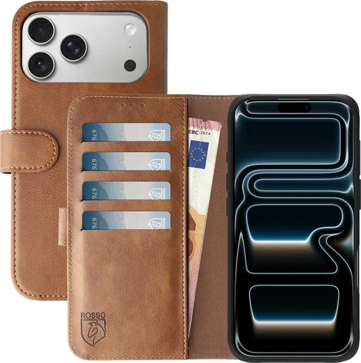 Rosso Element Apple iPhone 17 Pro Max Hoesje Book Case Wallet Bruin afbeelding 1