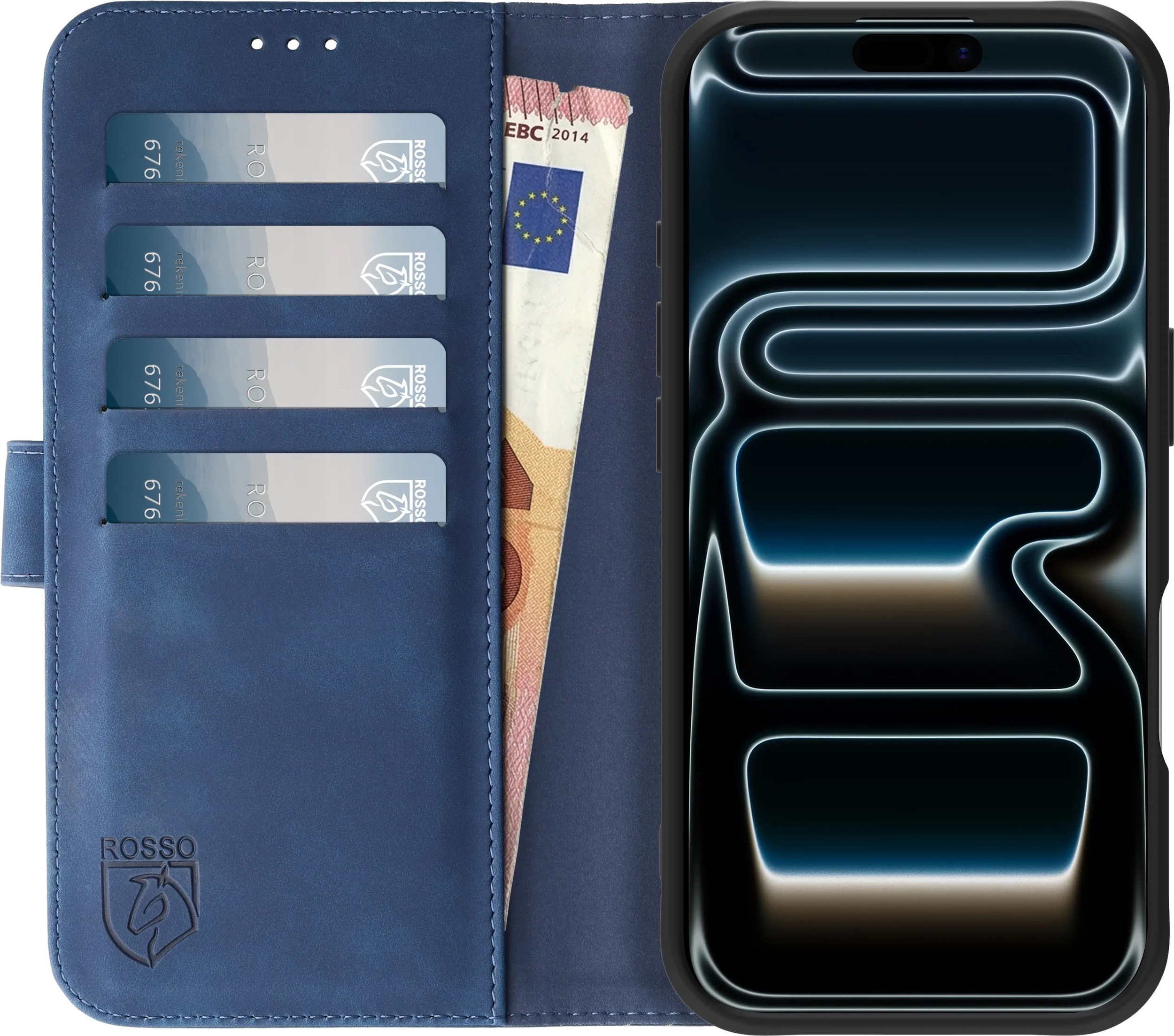 Rosso Element Apple iPhone 17 Pro Max Hoesje Book Case Wallet Blauw afbeelding 12