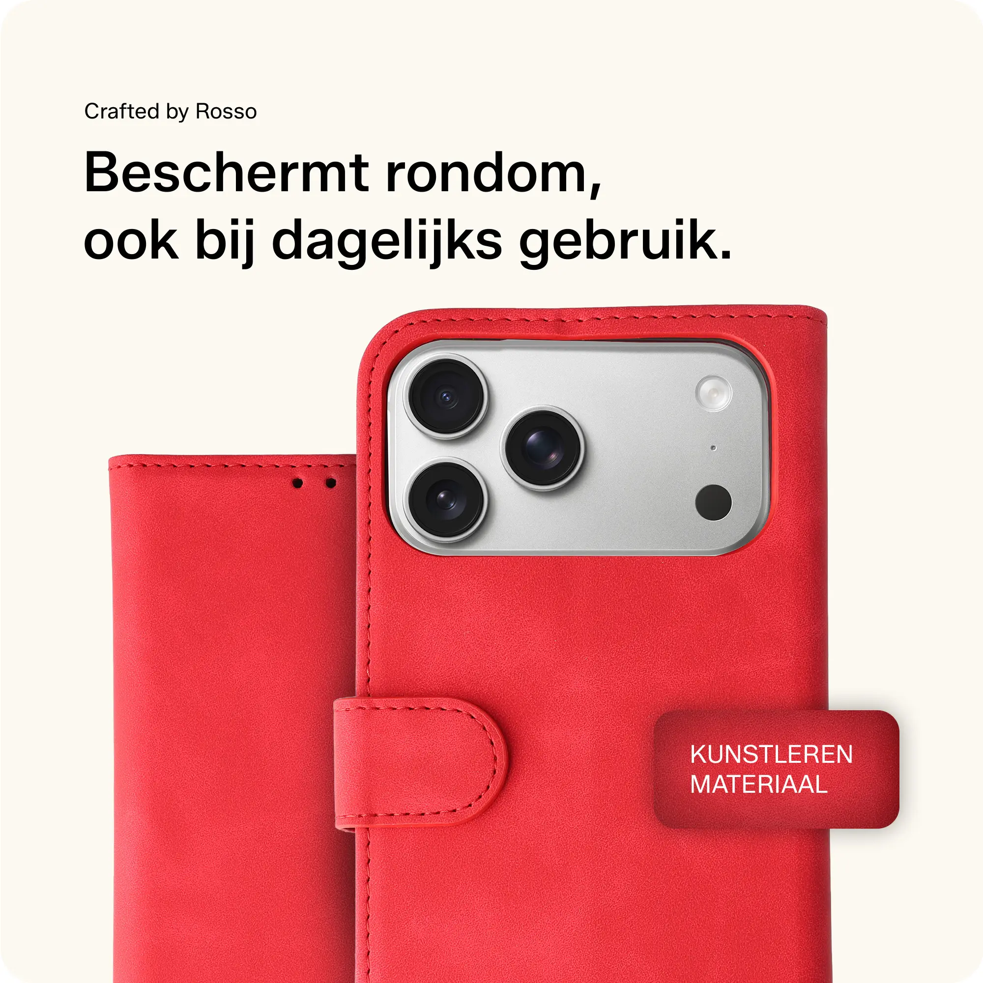 Rosso Element Apple iPhone 17 Pro Max Hoesje Book Case Wallet Rood afbeelding 4