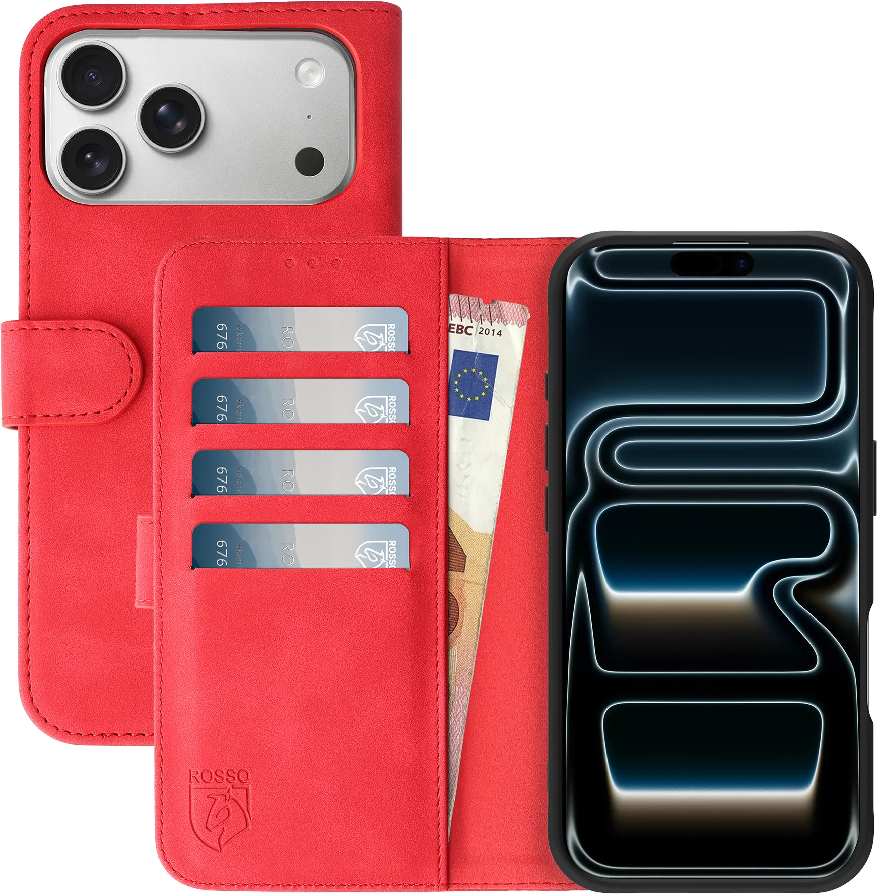 Rosso Element Apple iPhone 17 Pro Max Hoesje Book Case Wallet Rood afbeelding 1