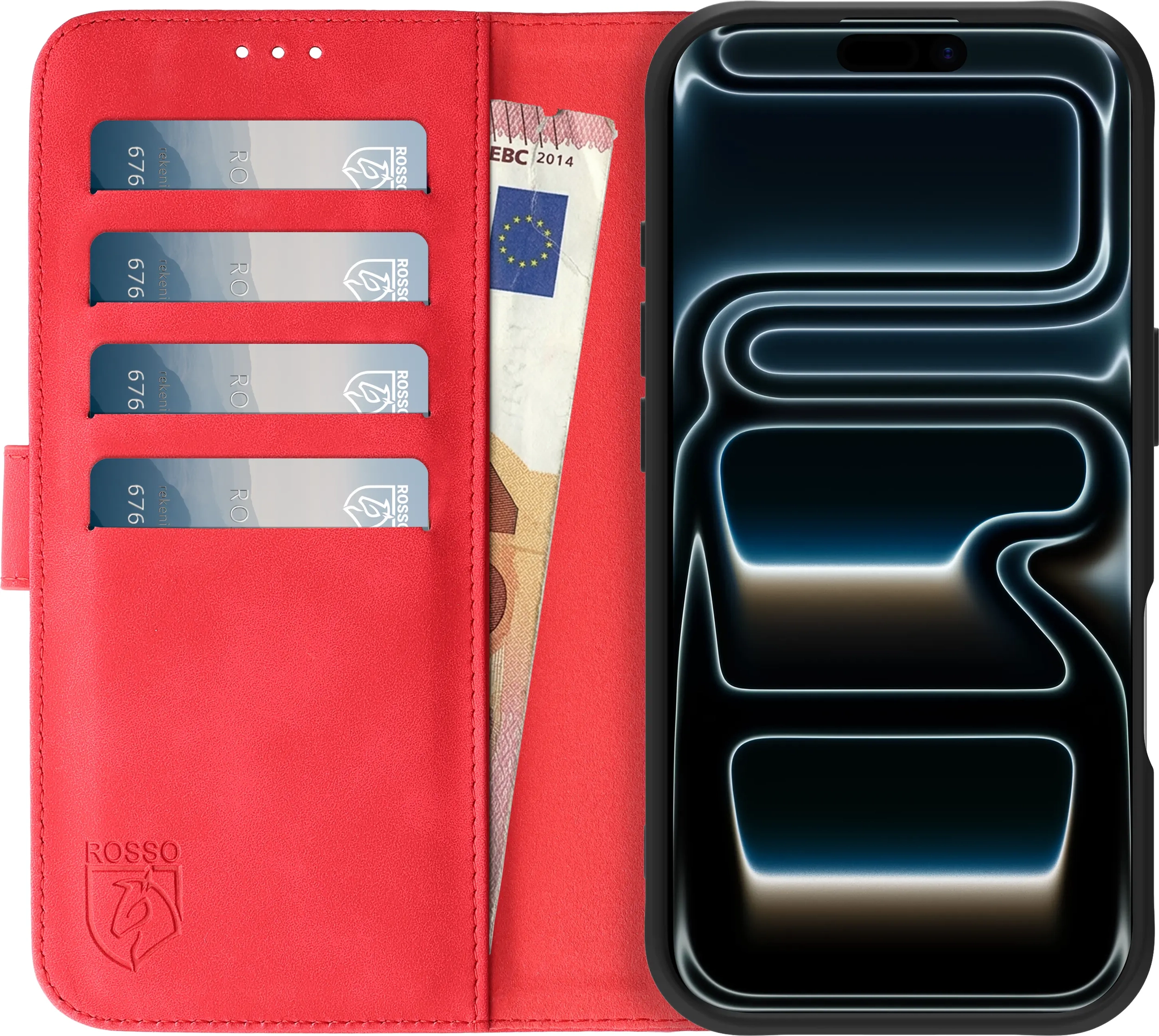 Rosso Element Apple iPhone 17 Pro Max Hoesje Book Case Wallet Rood afbeelding 12
