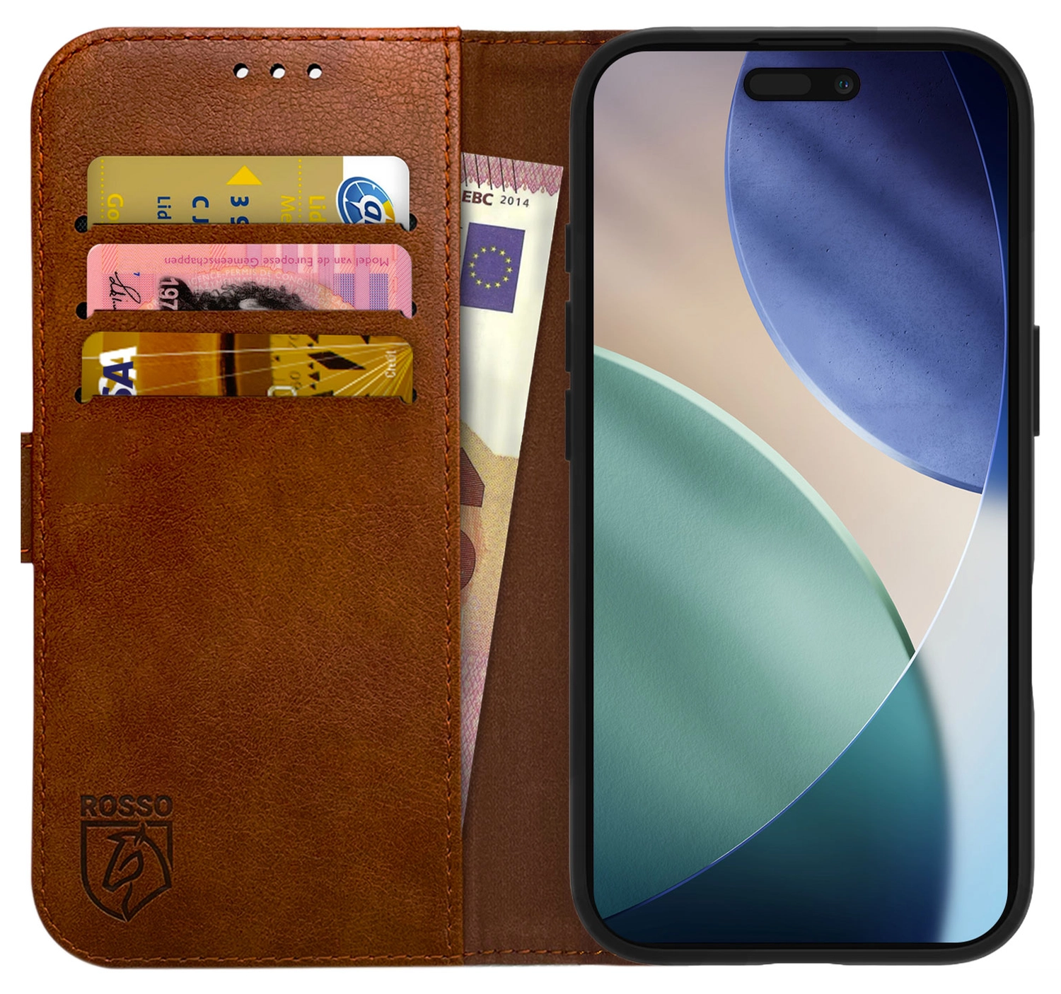 Rosso Element Apple iPhone Air Hoesje Book Case Wallet Bruin afbeelding 1