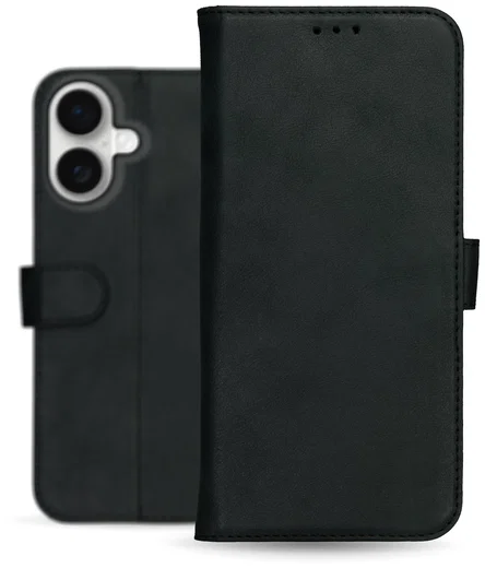 Rosso Deluxe Apple iPhone 17 Hoesje Echt Leer Book Case Zwart afbeelding 12