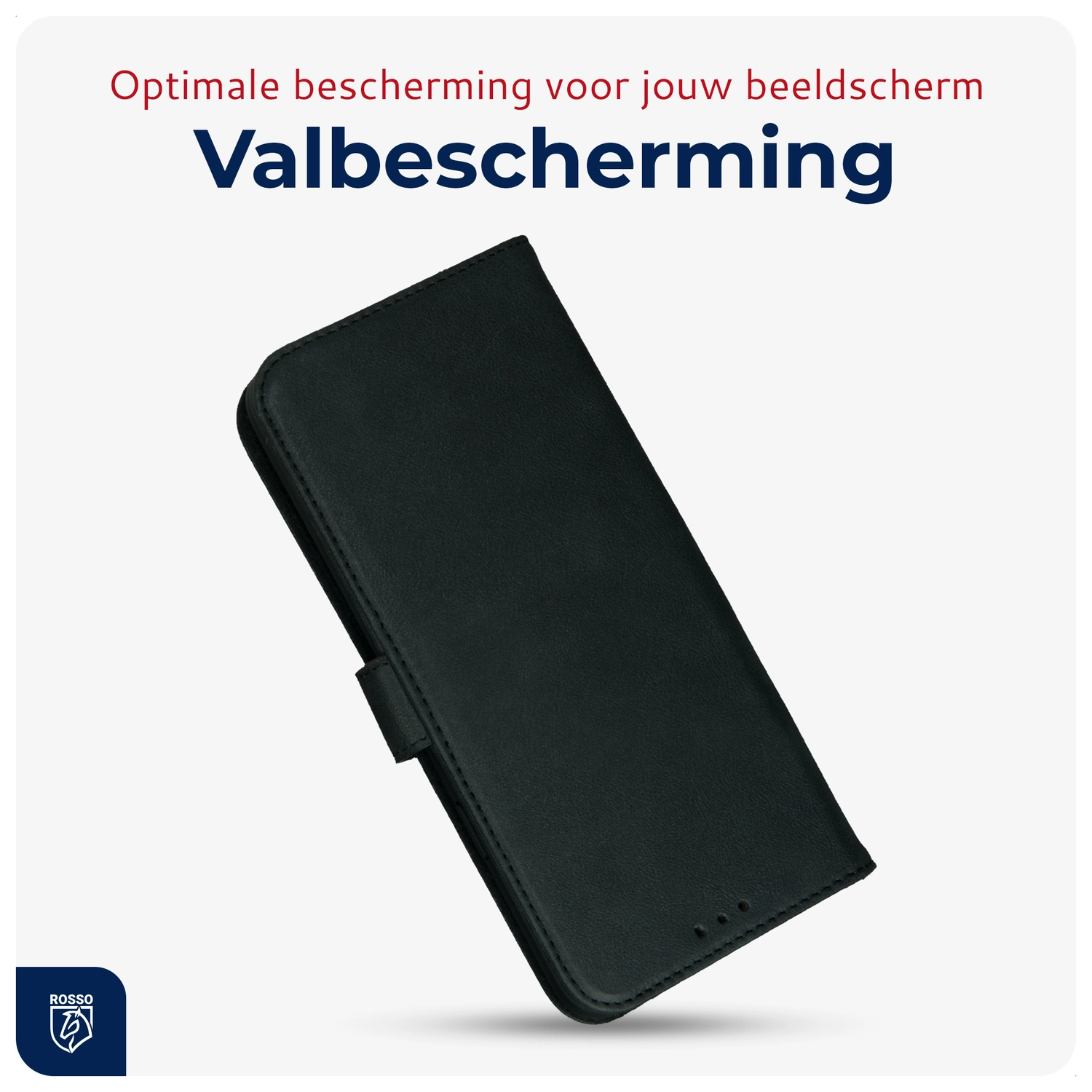 Rosso Deluxe Apple iPhone 17 Hoesje Echt Leer Book Case Zwart afbeelding 7
