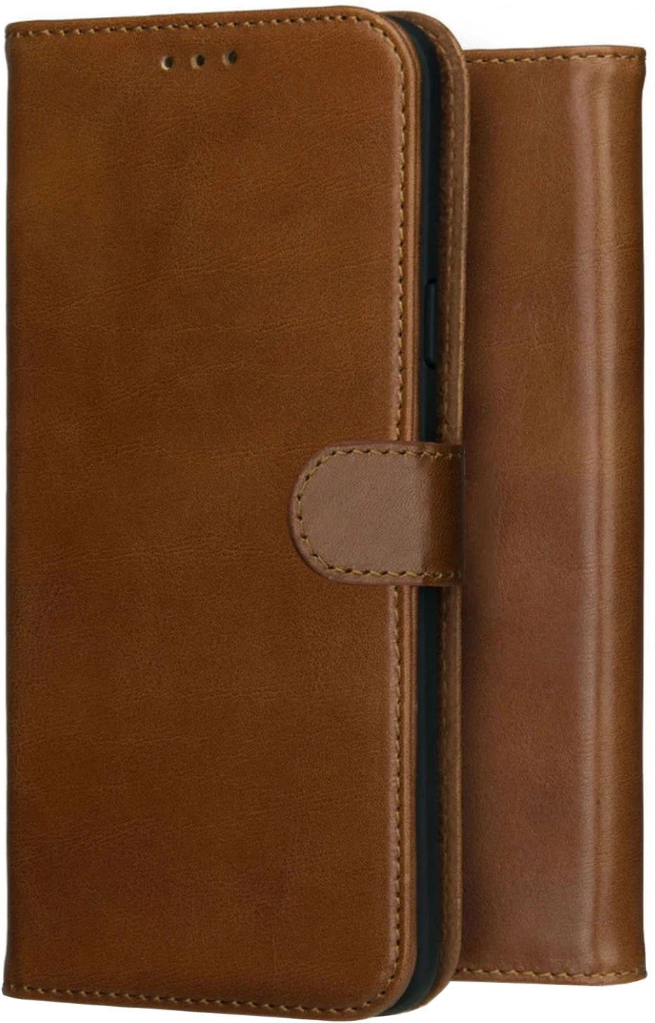 Rosso Deluxe Apple iPhone 17 Hoesje Echt Leer Book Case Bruin afbeelding 13