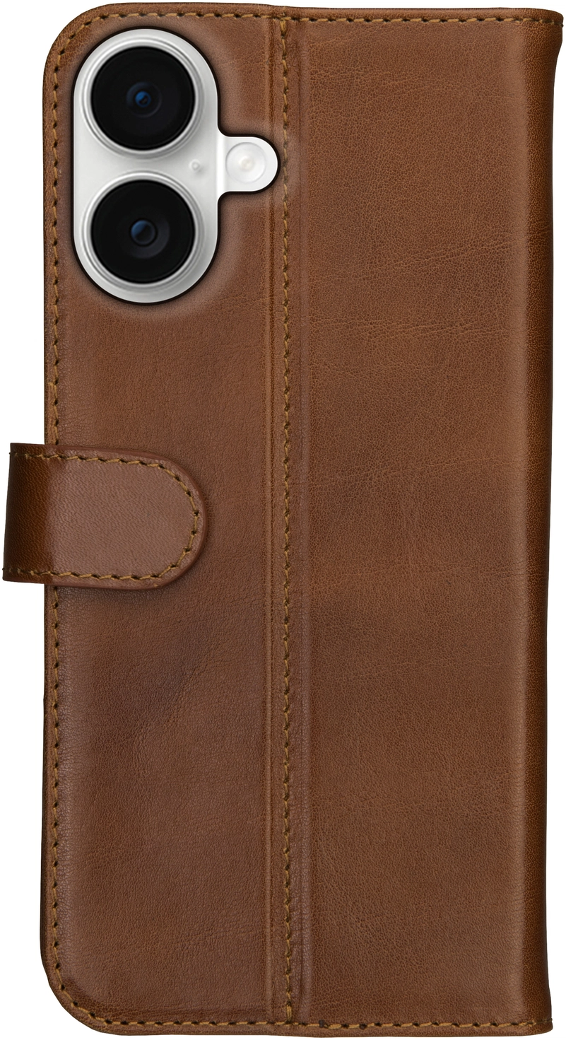 Rosso Deluxe Apple iPhone 17 Hoesje Echt Leer Book Case Bruin afbeelding 11