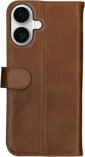 Rosso Deluxe Apple iPhone 17 Hoesje Echt Leer Book Case Bruin afbeelding 11