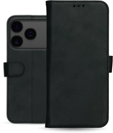 Rosso Deluxe Apple iPhone 17 Pro Hoesje Echt Leer Book Case Zwart afbeelding 11