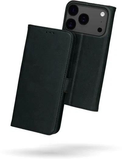 Rosso Deluxe Apple iPhone 17 Pro Hoesje Echt Leer Book Case Zwart afbeelding 2