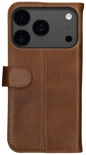 Rosso Deluxe Apple iPhone 17 Pro Hoesje Echt Leer Book Case Bruin afbeelding 11