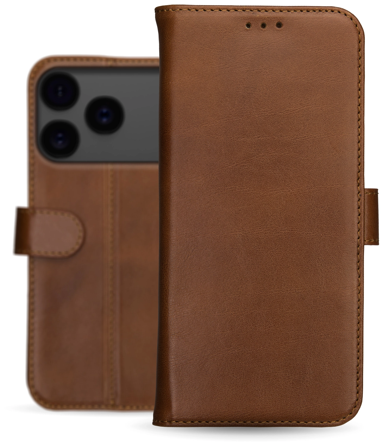 Rosso Deluxe Apple iPhone 17 Pro Hoesje Echt Leer Book Case Bruin afbeelding 12