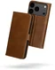 Rosso Deluxe Apple iPhone 17 Pro Hoesje Echt Leer Book Case Bruin afbeelding 2