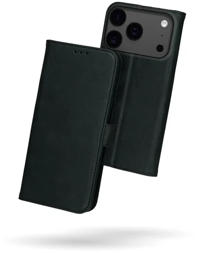 Rosso Deluxe Apple iPhone 17 Pro Max Hoesje Echt Leer Book Case Zwart afbeelding 2