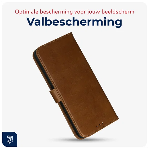 Rosso Deluxe Apple iPhone 17 Pro Max Hoesje Echt Leer Book Case Bruin afbeelding 7