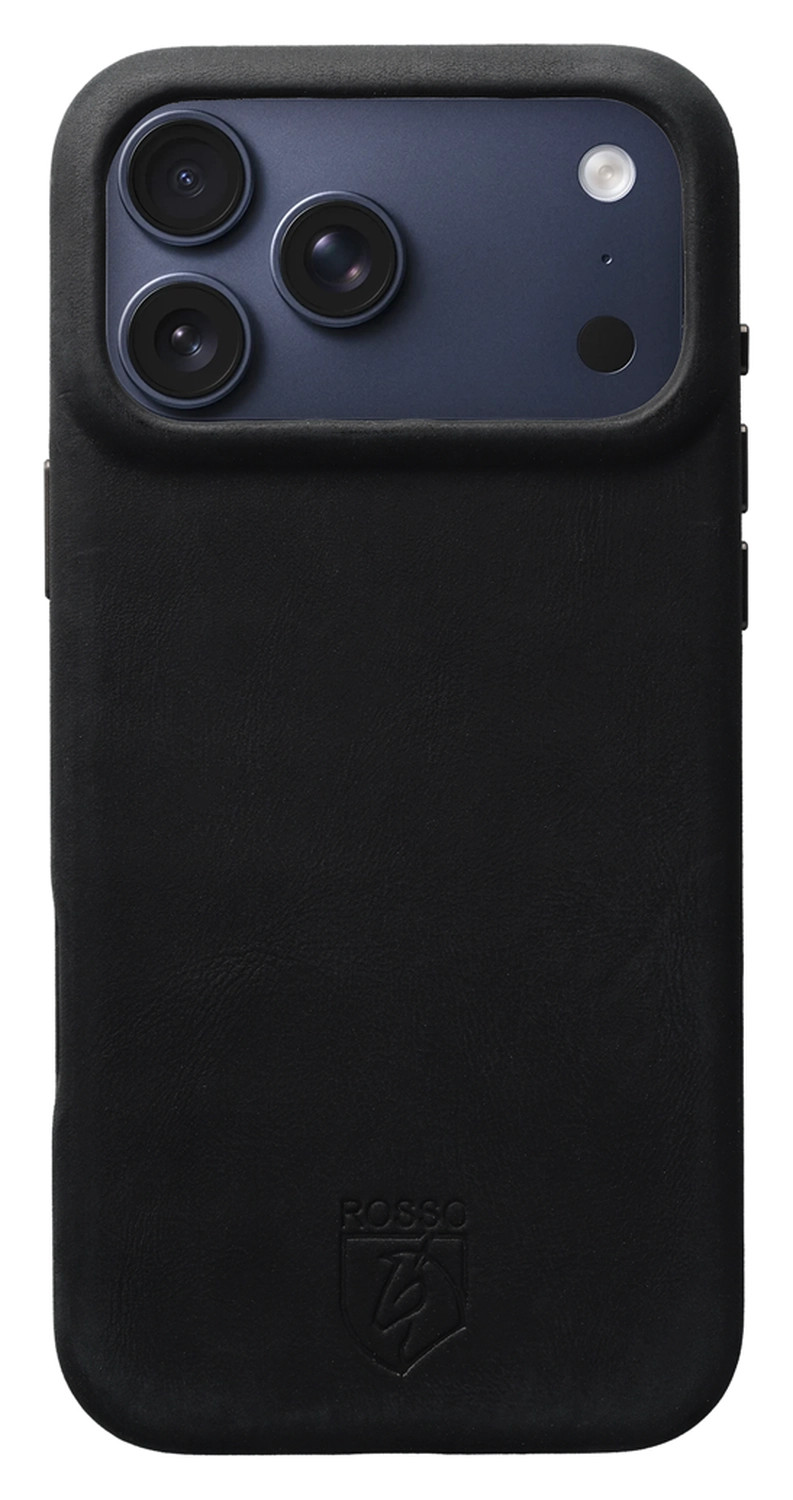 Rosso Elite iPhone 17 Pro Hoesje Leer Back Cover MagSafe Zwart afbeelding 1