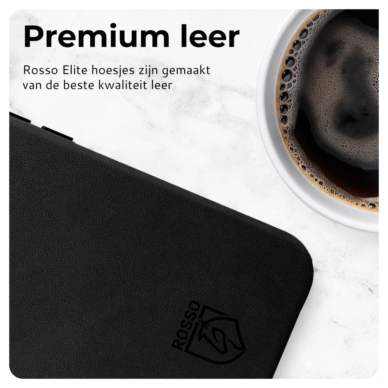 Rosso Elite iPhone Air Hoesje Leer Back Cover MagSafe Zwart afbeelding 4