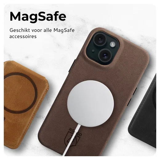 Rosso Elite iPhone Air Hoesje Leer Back Cover MagSafe Bruin afbeelding 5