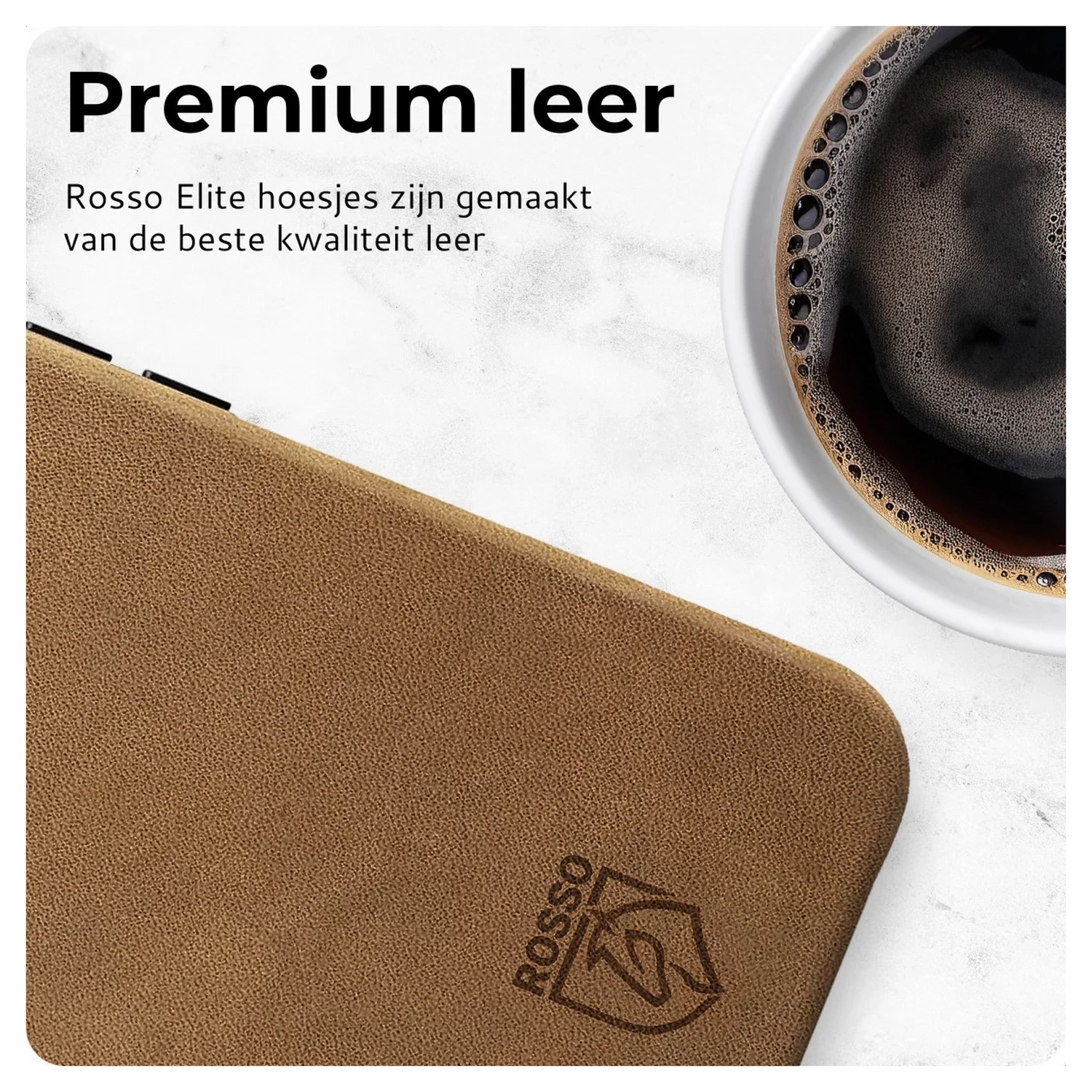 Rosso Elite iPhone Air Hoesje Leer Back Cover MagSafe Lichtbruin afbeelding 4