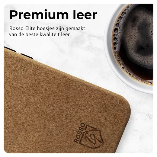 Rosso Elite iPhone Air Hoesje Leer Back Cover MagSafe Lichtbruin afbeelding 4