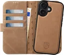 Rosso Elite Apple iPhone 17 Hoesje met MagSafe Book Case Echt Leer Licht Bruin