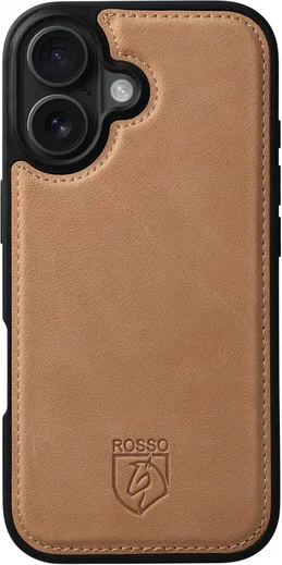 Rosso Elite Apple iPhone 17 Hoesje met MagSafe Book Case Echt Leer Licht Bruin afbeelding 12