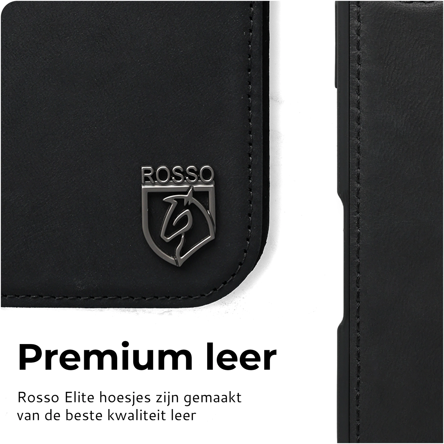Rosso Elite iPhone 17 Pro Hoesje met MagSafe Book Case Echt Leer Zwart afbeelding 5