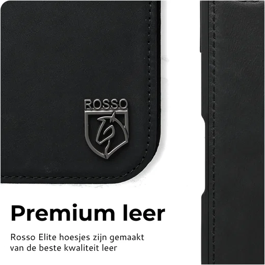 Rosso Elite iPhone 17 Pro Hoesje met MagSafe Book Case Echt Leer Zwart afbeelding 5