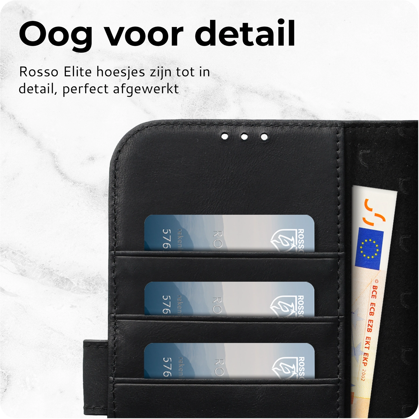 Rosso Elite iPhone 17 Pro Hoesje met MagSafe Book Case Echt Leer Zwart afbeelding 7