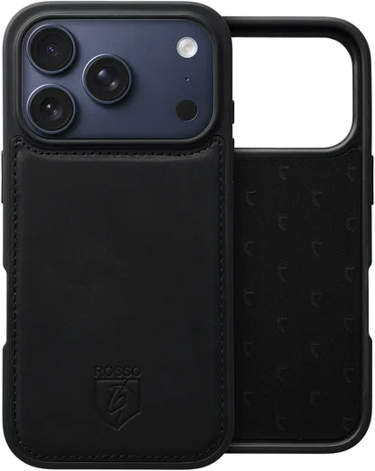 Rosso Elite iPhone 17 Pro Hoesje met MagSafe Book Case Echt Leer Zwart afbeelding 9