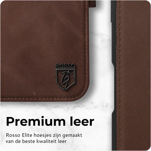 Rosso Elite iPhone 17 Pro Hoesje met MagSafe Book Case Echt Leer Bruin afbeelding 5