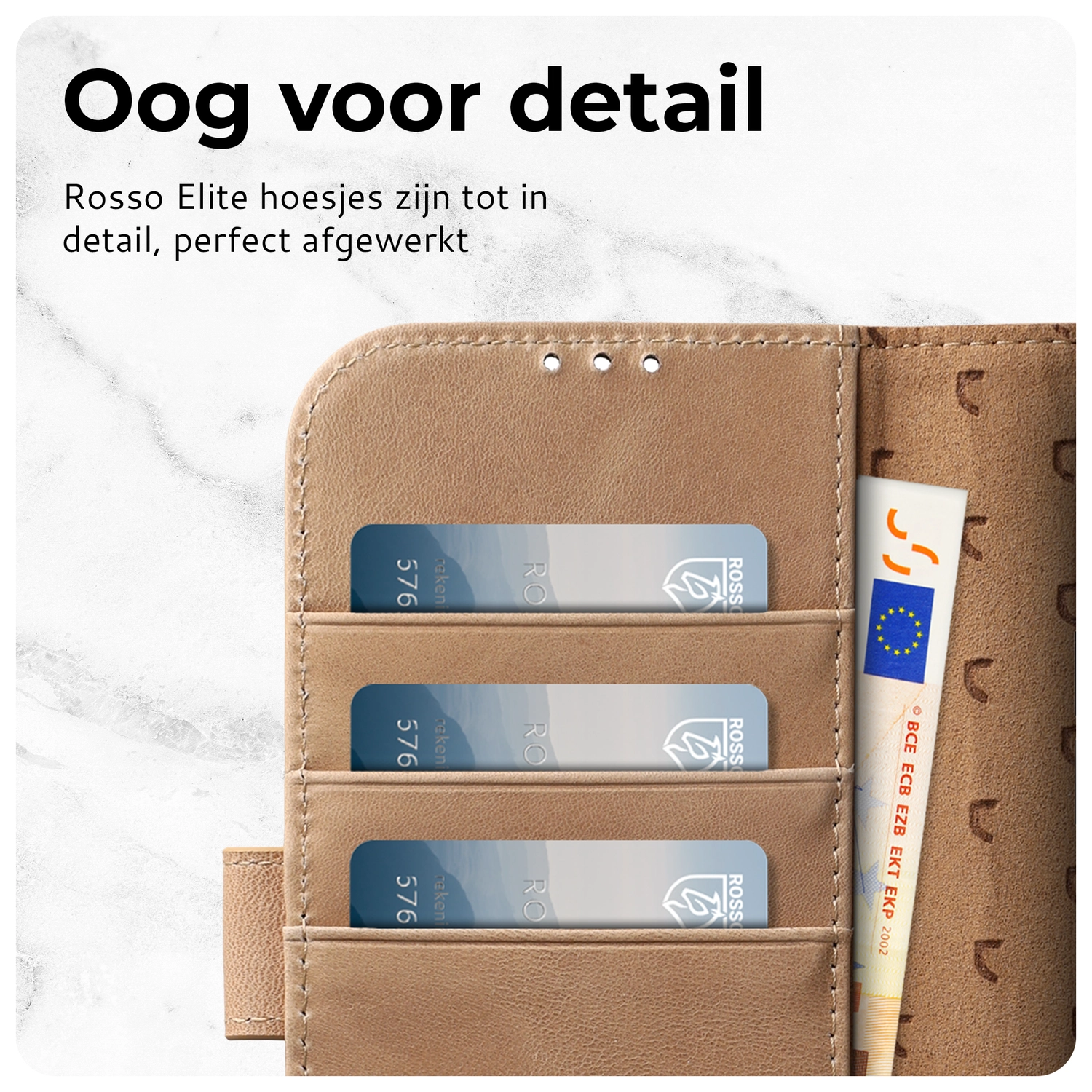 Rosso Elite iPhone 17 Pro Hoesje met MagSafe Book Case Echt Leer Lichtbruin afbeelding 7