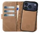 Rosso Elite iPhone 17 Pro Hoesje met MagSafe Book Case Echt Leer Lichtbruin