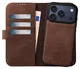 Rosso Elite iPhone 17 Pro Max Hoesje met MagSafe Book Case Echt Leer Bruin