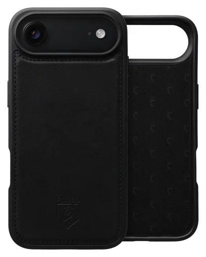 Rosso Elite iPhone Air Hoesje met MagSafe Book Case Echt Leer Zwart afbeelding 5